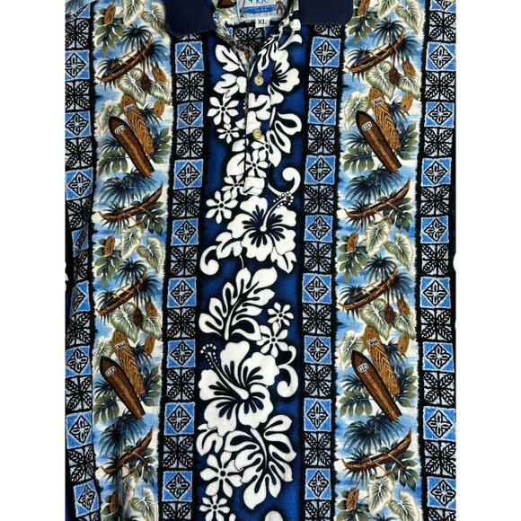 RJC Kalaheo Hawaiian Polo Shirt Mens XL Made Hawaii USA - Picture 2 of 4